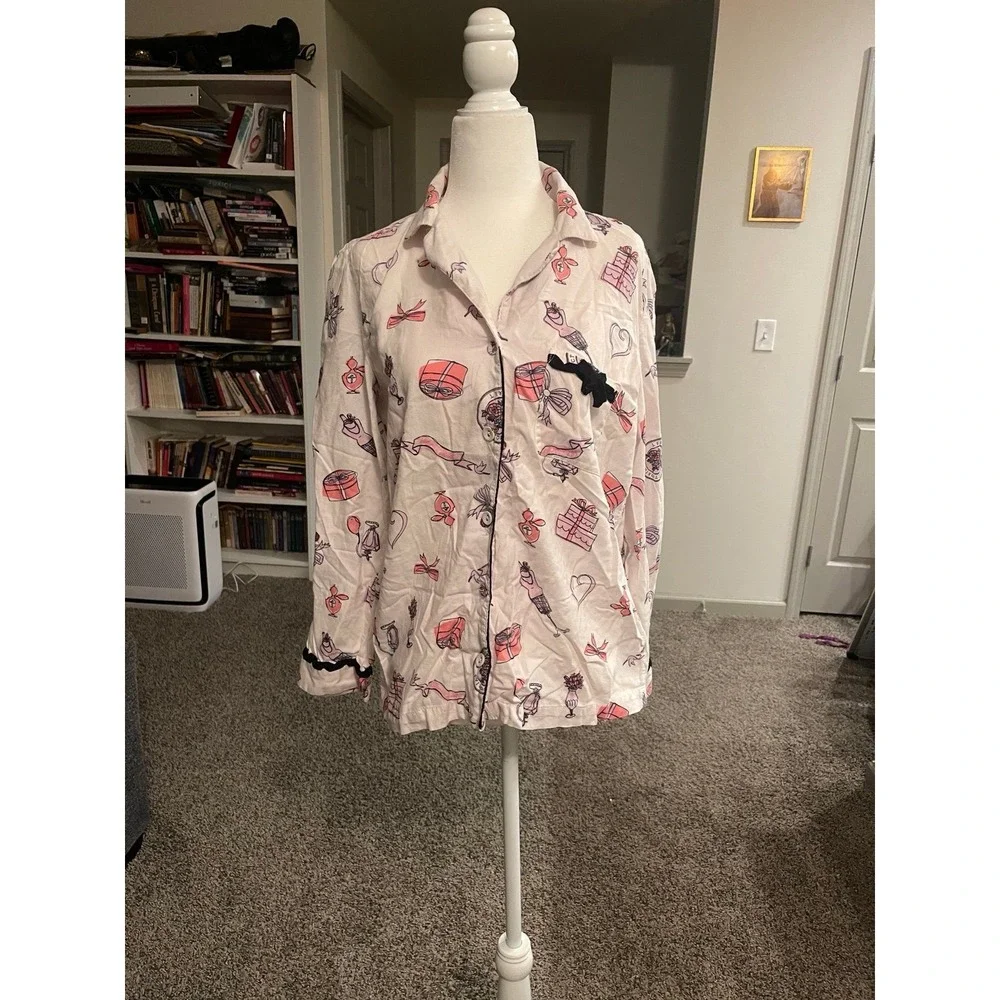 Victorias Secret Girly Glam Fashion Paris Pajama Flannel Top Loungewear Sleepwea